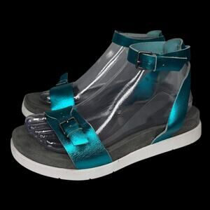 Metallic Turquoise Buckle Strap Sandals Women’s 7